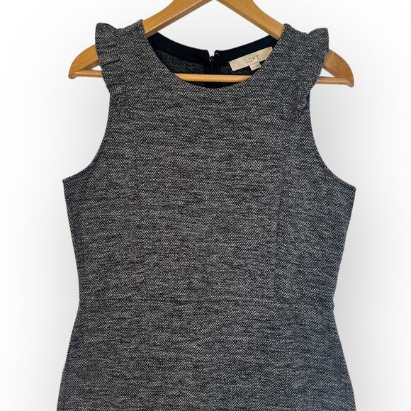 Ann Taylor LOFT NWT Women's Sleeveless Herringbone Shift Dress Size 8 Gray - Picture 2 of 9